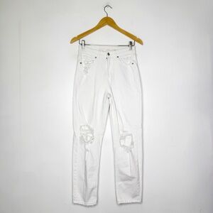 American Eagle White Mom Straight Distressed Women Jeans Size 4 Stretch